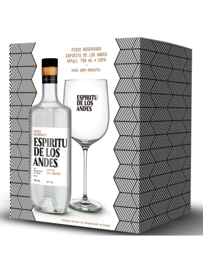 Pisco Espiritu de los Andes con Copa