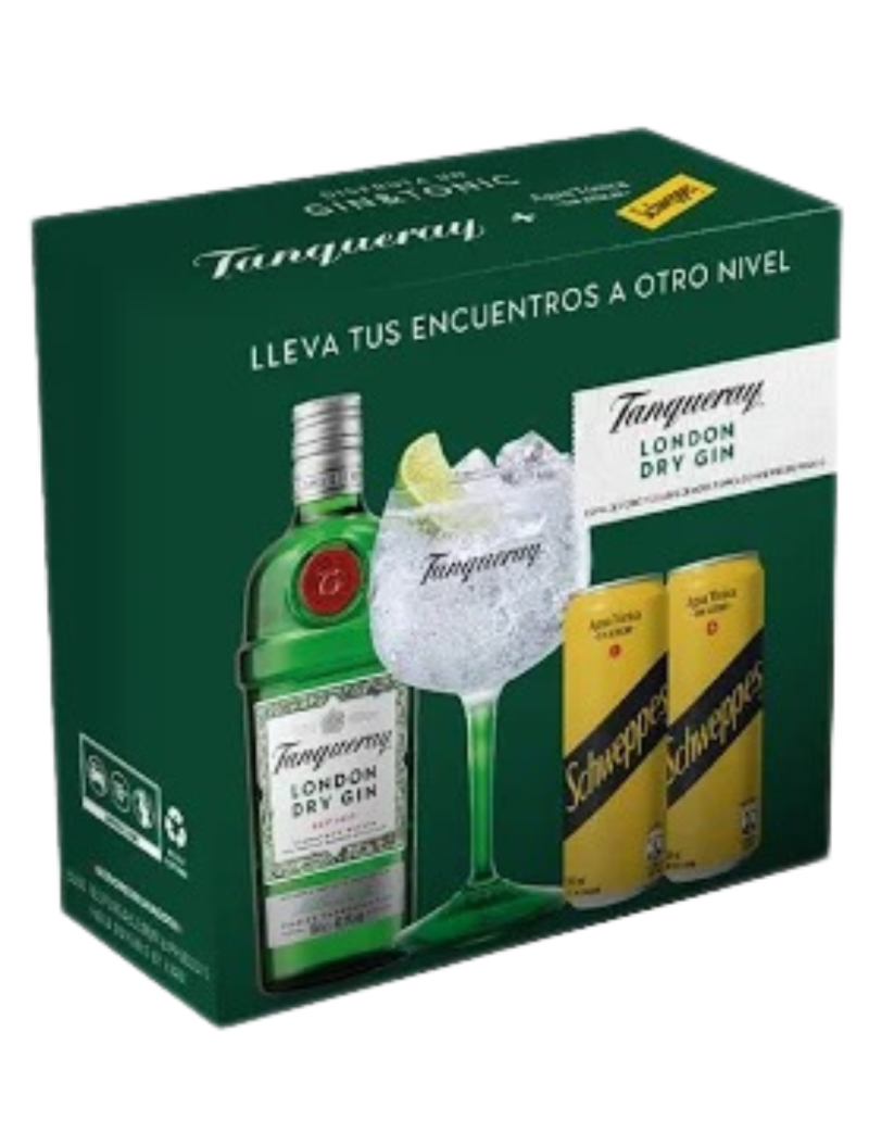 Gin Tanqueray London + 2 Schweppes tónica 350cc + Copa